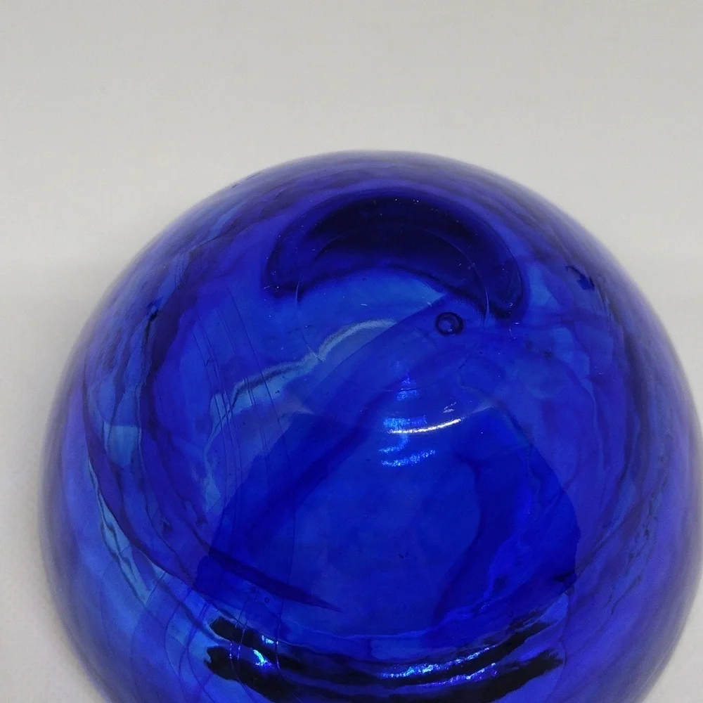 Cobalt‎ Blue Swirled Art Glass Votive Candle Holder